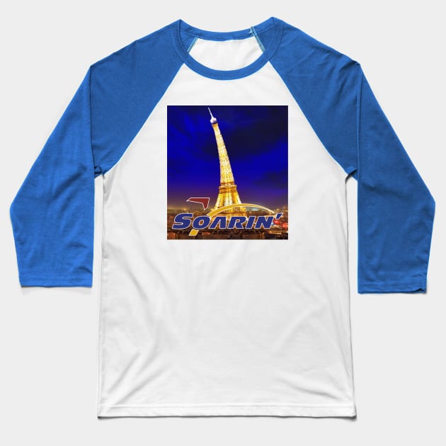 Soarin' - Bent Eiffel Tower Baseball T-Shirt by Tomorrowland Arcade